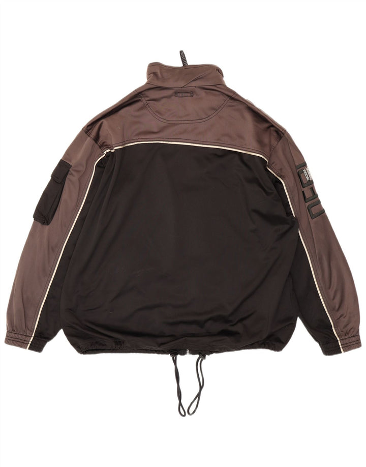 Diadora Herre grafisk træningsdragt topjakke UK 42 Stor sort farveblok