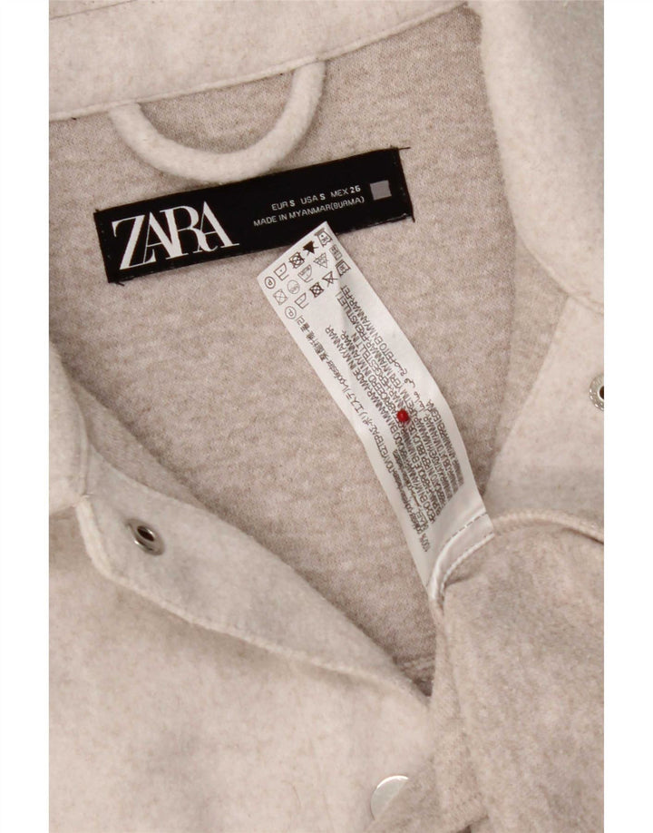Zara Dame Oversized Flannel Shirt UK 10 Small Grå Polyester