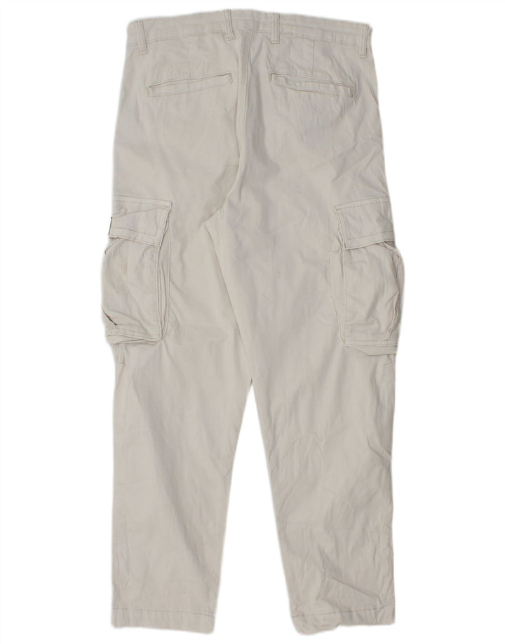 Zara Herre Straight Cargo Bukser EU 40 Medium W31 L28 Hvid Bomuld