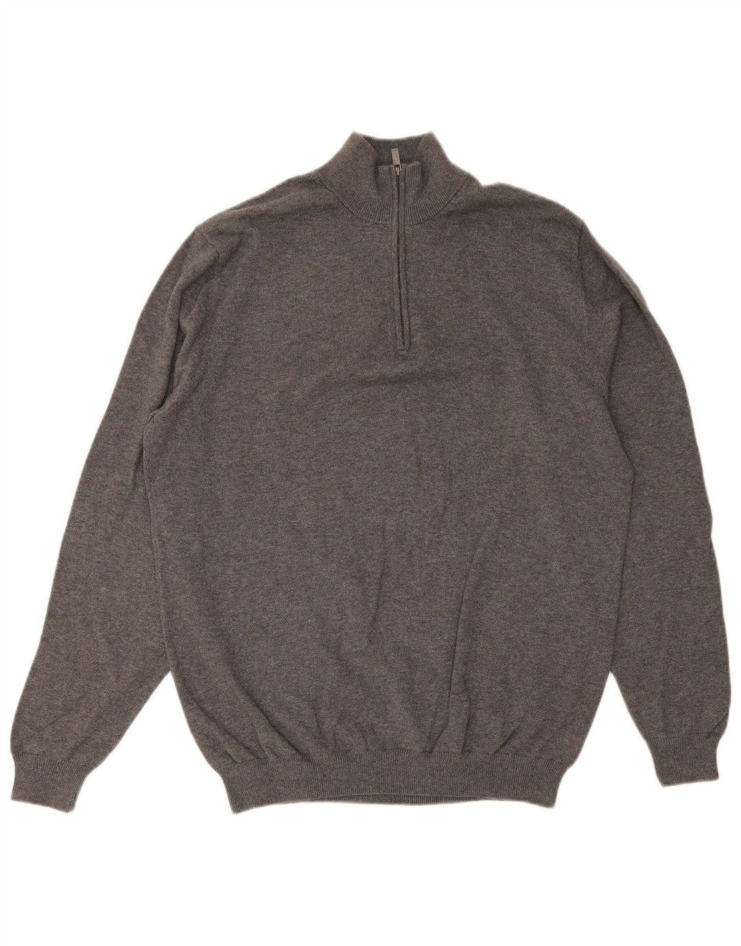 Massimo Dutti Herre Zip Neck Jumper Sweater XL Grå Bomuld
