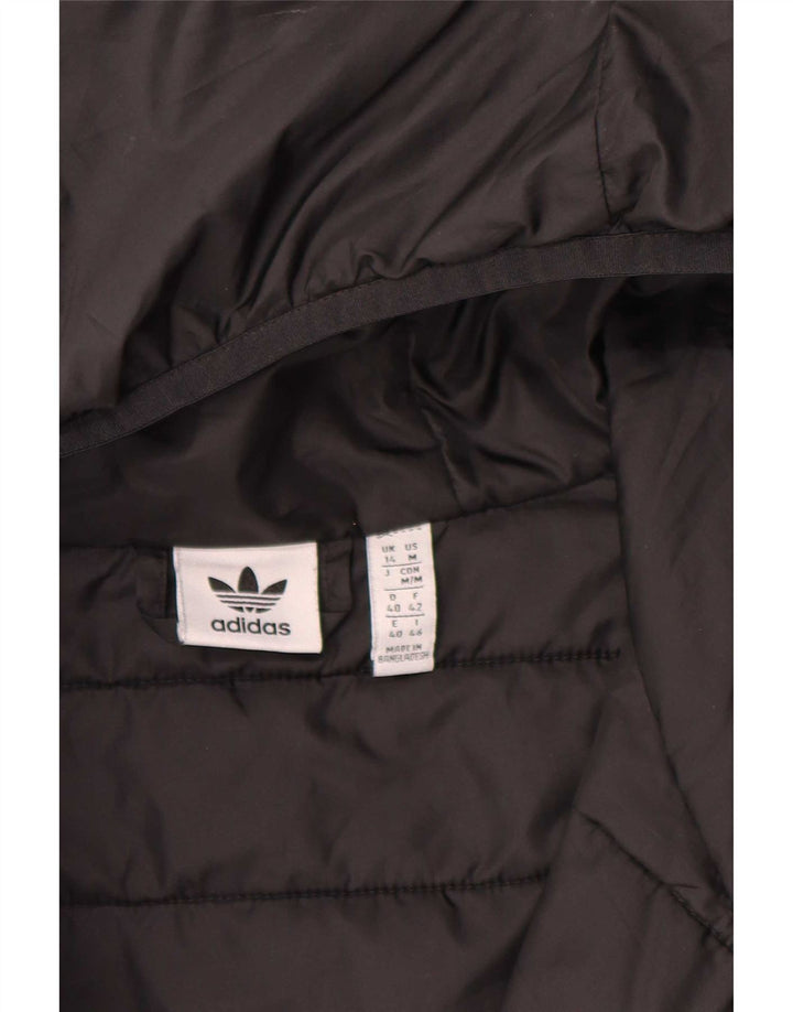 Adidas Dame Hætte Polstret Jakke UK 14 Stor Sort Polyester