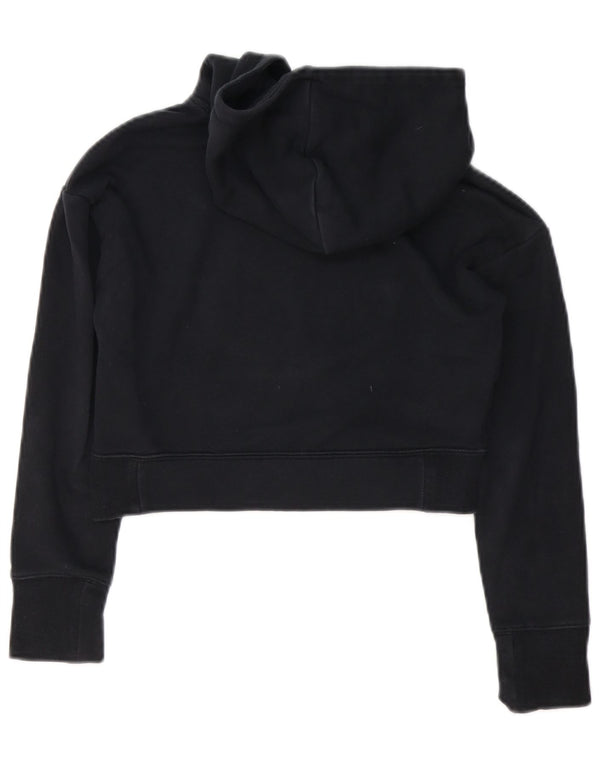NIKE Girls Crop Graphic Hoodie Jumper 10-11 år Medium Sort