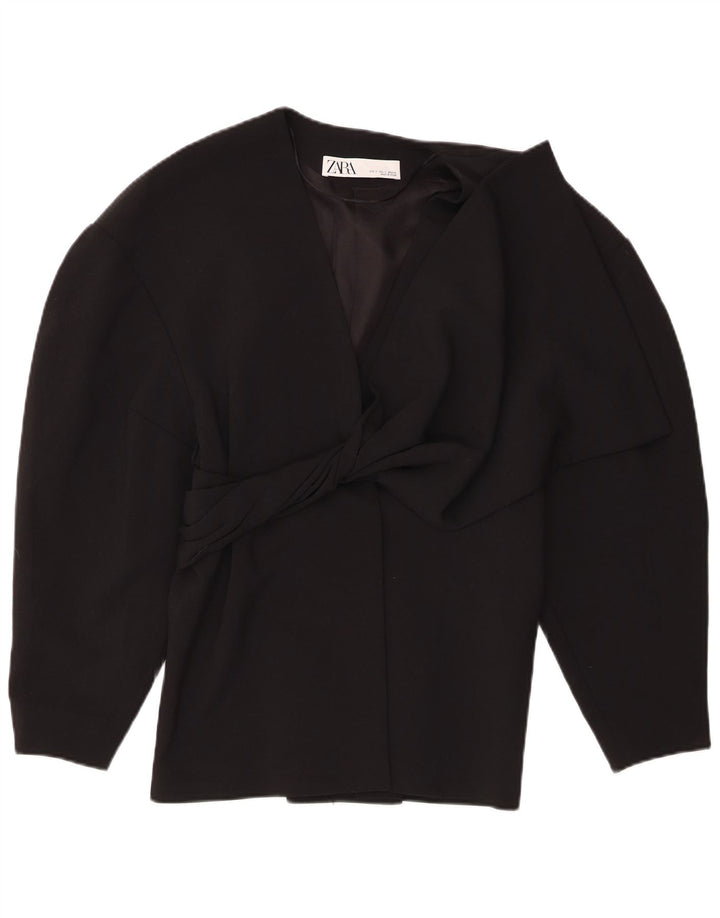 Zara Dame Blazer Jacket UK 10 Small Black Polyester