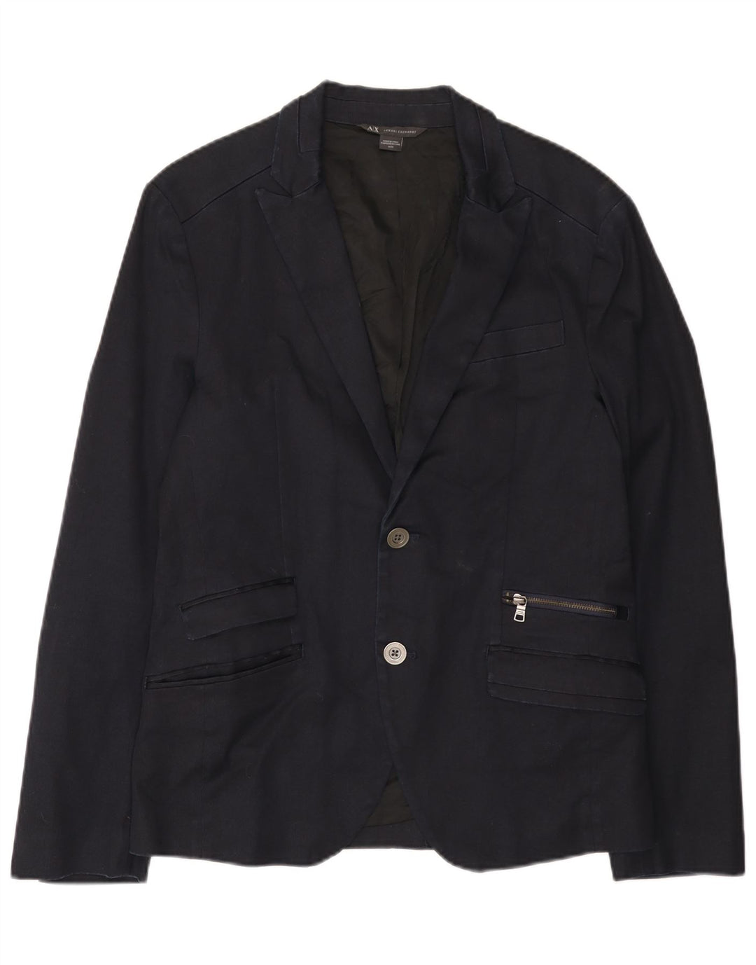 Armani Exchange Herre 2 Button Blazer Jacket UK 38 Medium Navy Blue Bomuld