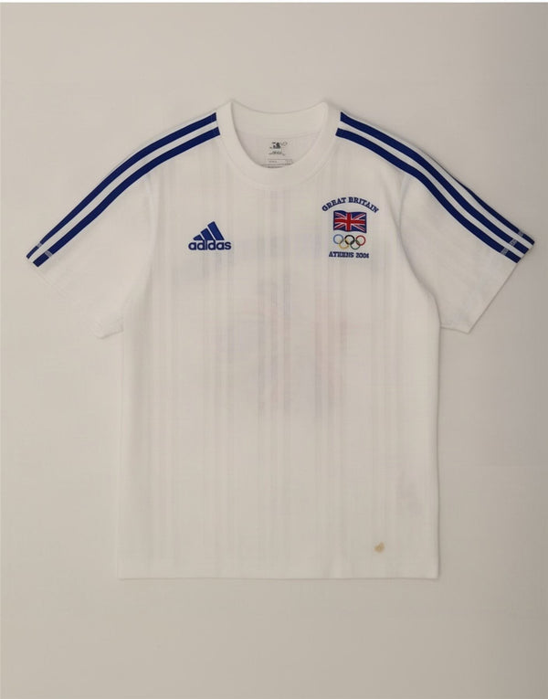 Adidas Womens Great Britain Grafisk T-Shirt Top UK 12 Medium White