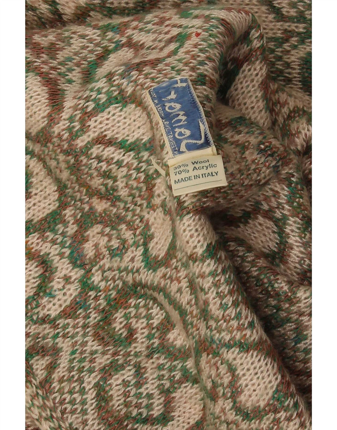 Vintage dame cardigan sweater IT 46 Large Khaki Paisley Wool