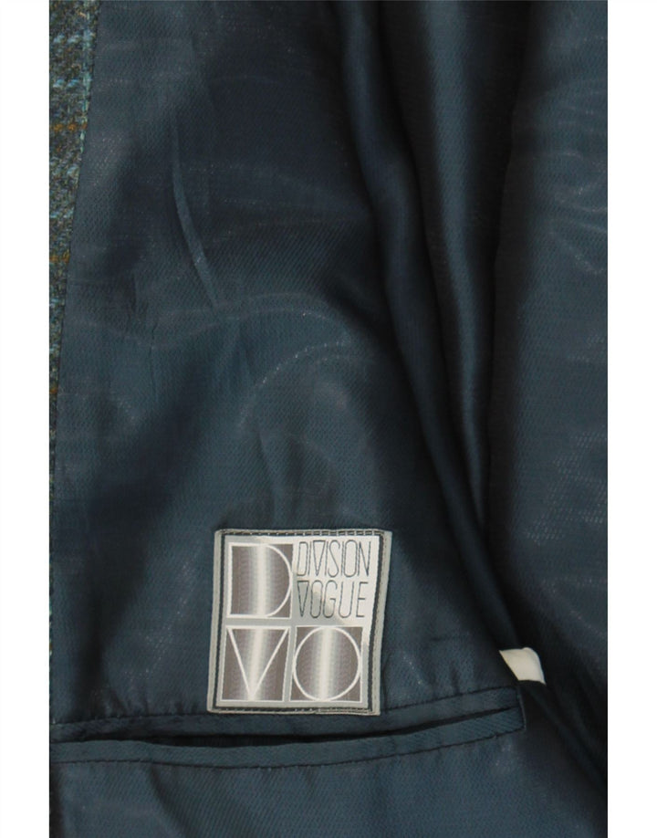 DIVISION VOGUE Mens 2 Button Blazer Jacket UK 38 Medium Blue Check Vintage Division Vogue and Second-Hand Division Vogue from Messina Hembry 