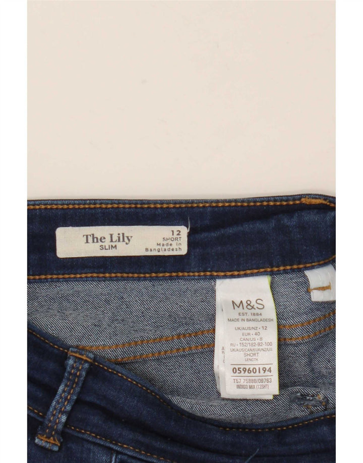 Marks & Spencer Womens The Lily Cropped Jeans UK 12 Medium W30 L25 Blue