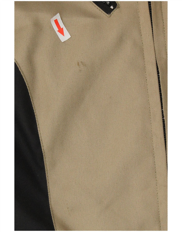 Vintage Dame grafisk racerjakke UK 16 Stor Beige Colourblock