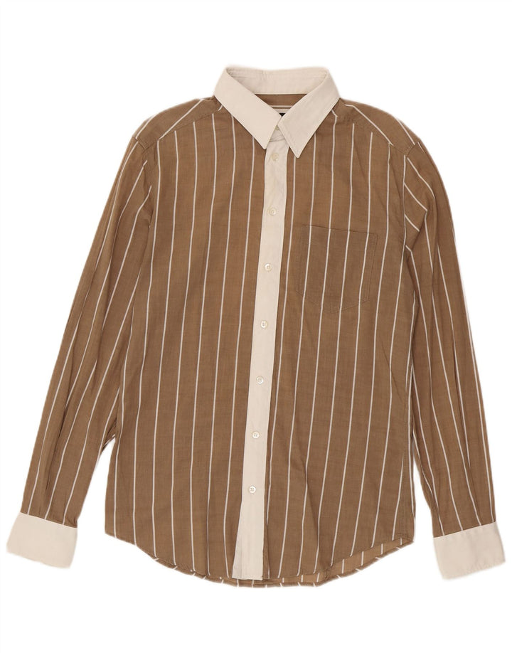 Dolce & Gabbana Herre Regular Fit Skjorte IT 48 Medium Brun Nålestribe