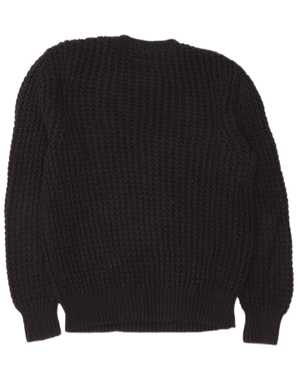 All Saints Mens Crew Neck Jumper Sweater Medium Black Cotton