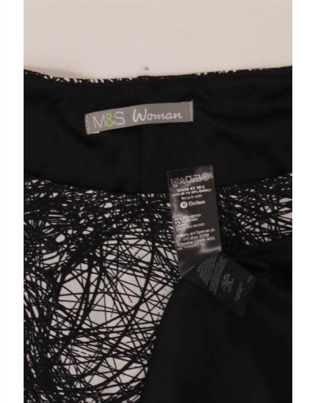 Marks & Spencer Kvinder Abstrakt Mønster Skede Kjole UK 20 2XL Sort