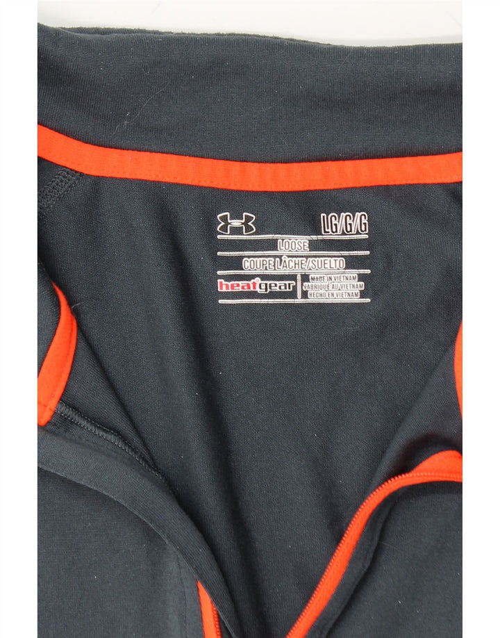 UNDER ARMOUR Mens Heat Gear Zip Neck Pullover Tracksuit Top Large Grey