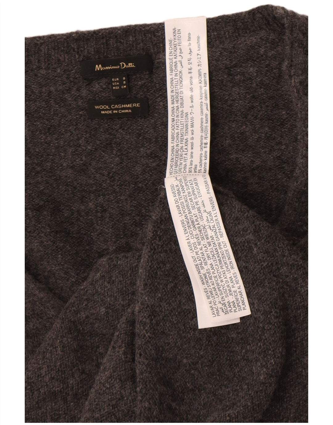 Massimo Dutti Dame V-hals sweater UK 10 Lille Grå Uld