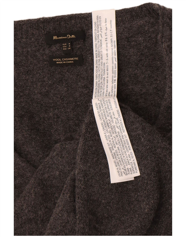 Massimo Dutti Dame V-hals sweater UK 10 Lille Grå Uld
