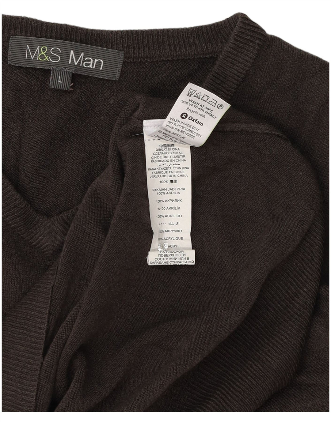 Marks & Spencer Herre V-hals sweater Stor Grå Akryl