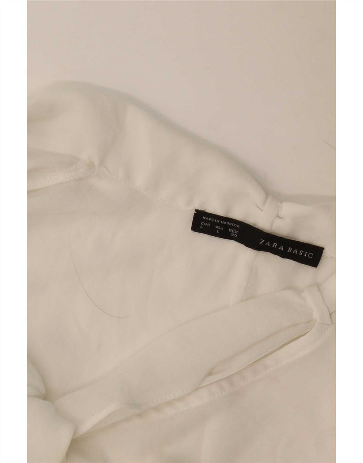 Zara Dame Langærmet Front Tie Se Through Top UK 16 Large White