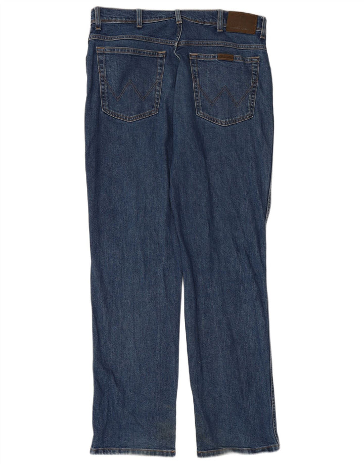 WRANGLER Straight jeans til mænd W36 L34 blå bomuld