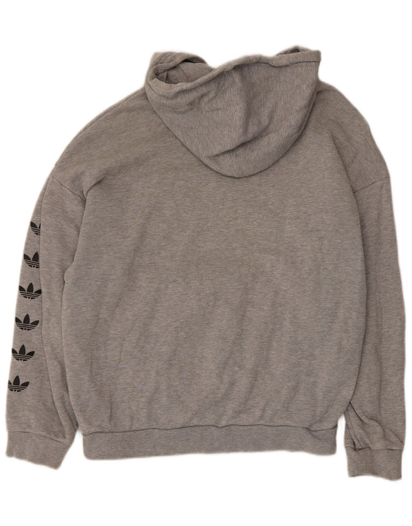 Adidas Graphic Oversized Hoodie Jumper UK 6 XS Grå Bomuld