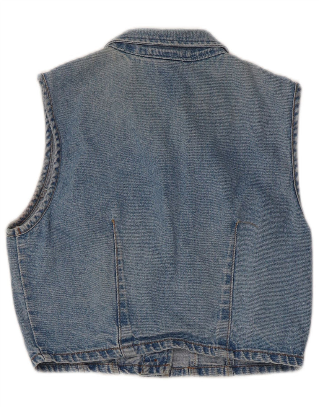 VINTAGE Girls Denim Gilet 9-10 År Blå Bomuld