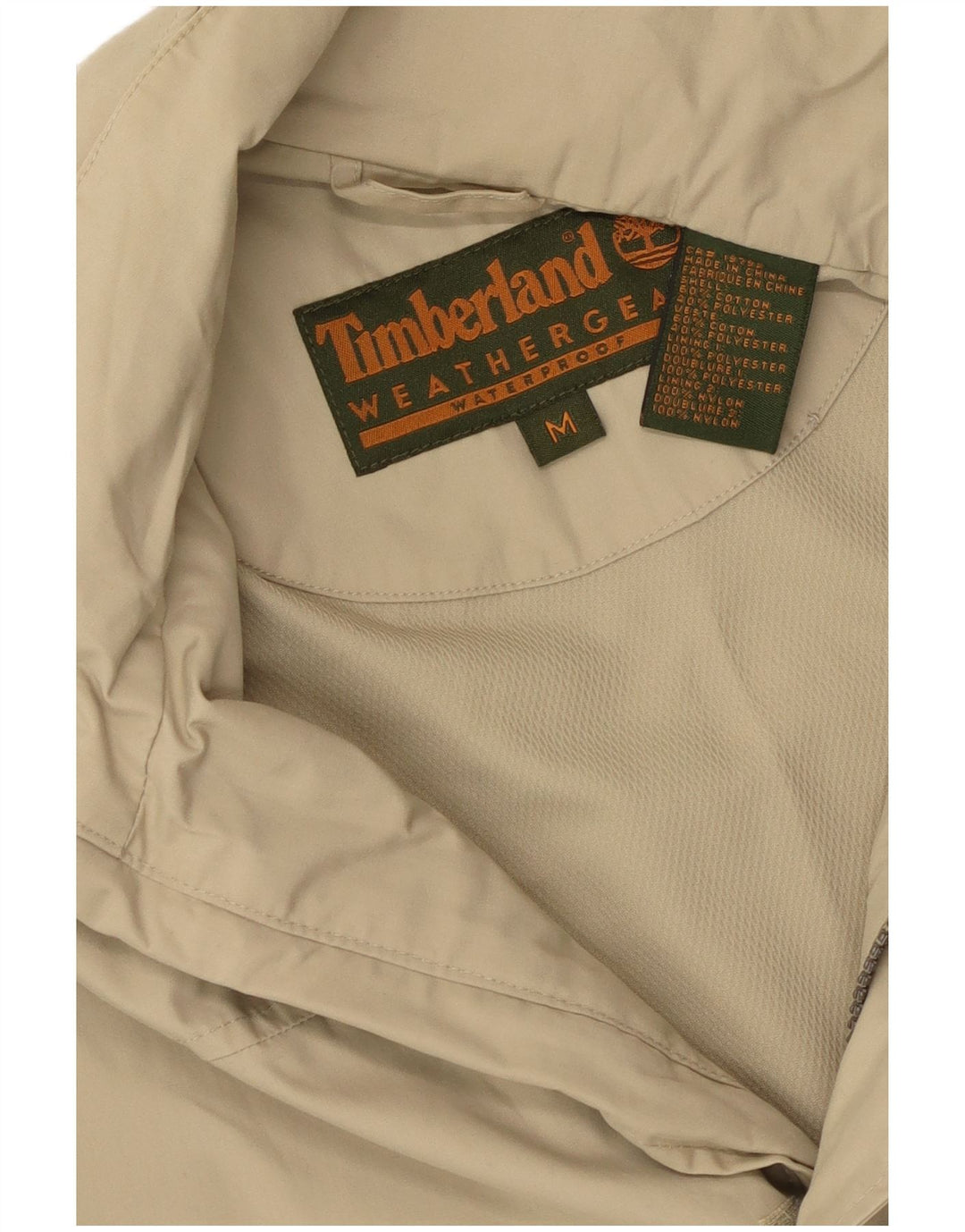 TIMBERLAND Herre Weathergear Windbreaker Jacket UK 38 Medium Beige Bomuld