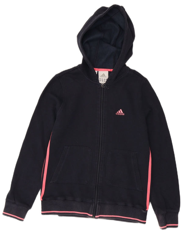Adidas hættetrøje med lynlås til piger 13-14 år marineblå bomuld