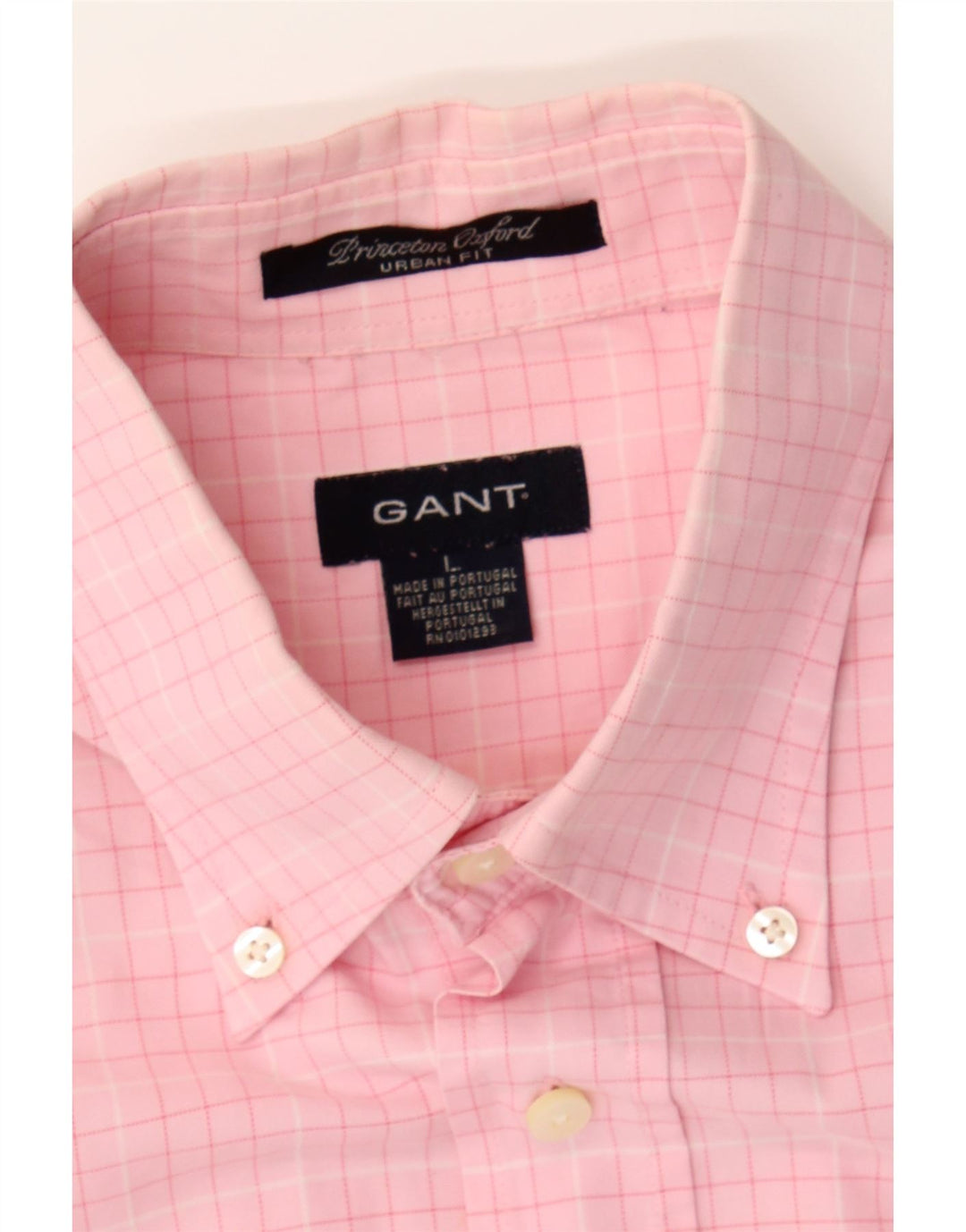 GANT Mens Urban Fit Shirt Large Pink Check Cotton Vintage Gant and Second-Hand Gant from Messina Hembry 