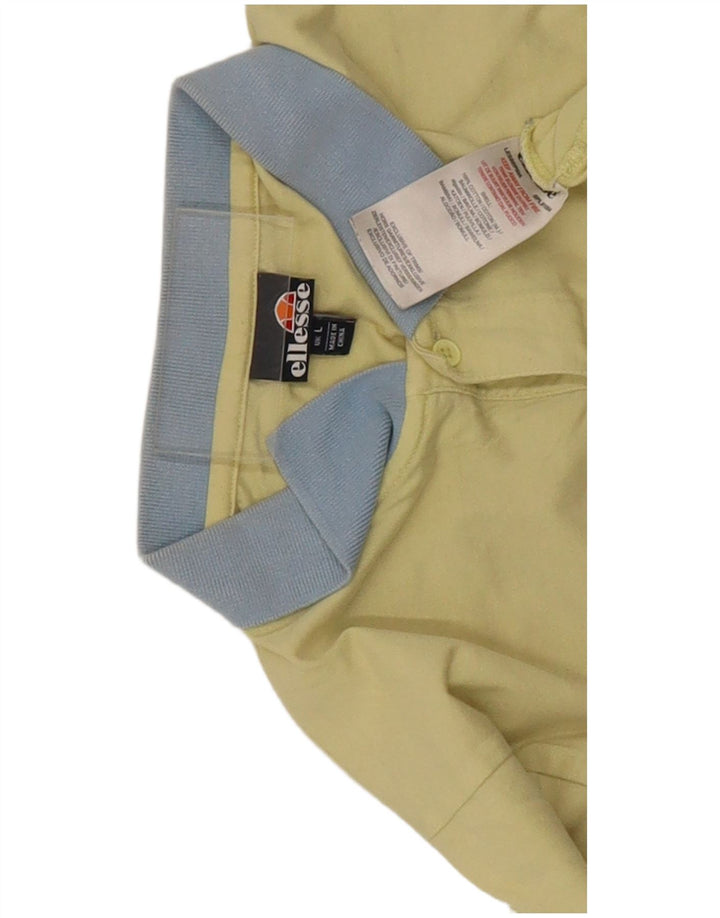 Ellesse Herre Polo Shirt Stor Gul Colourblock Bomuld