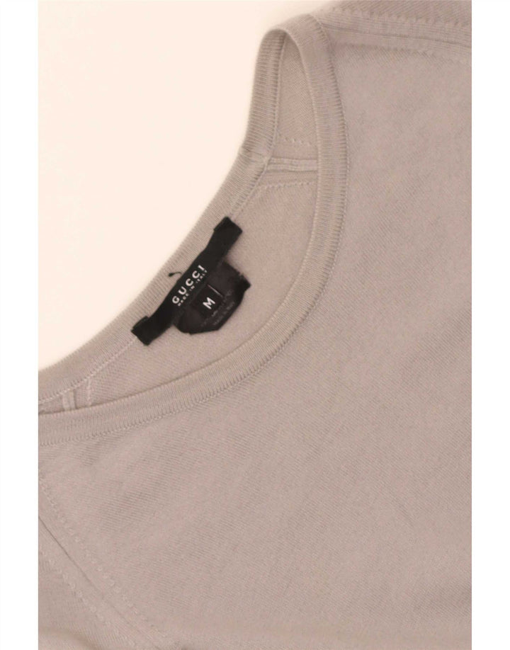 Gucci Dame Boat Neck Jumper Sweater UK 12 Medium Grey Uld