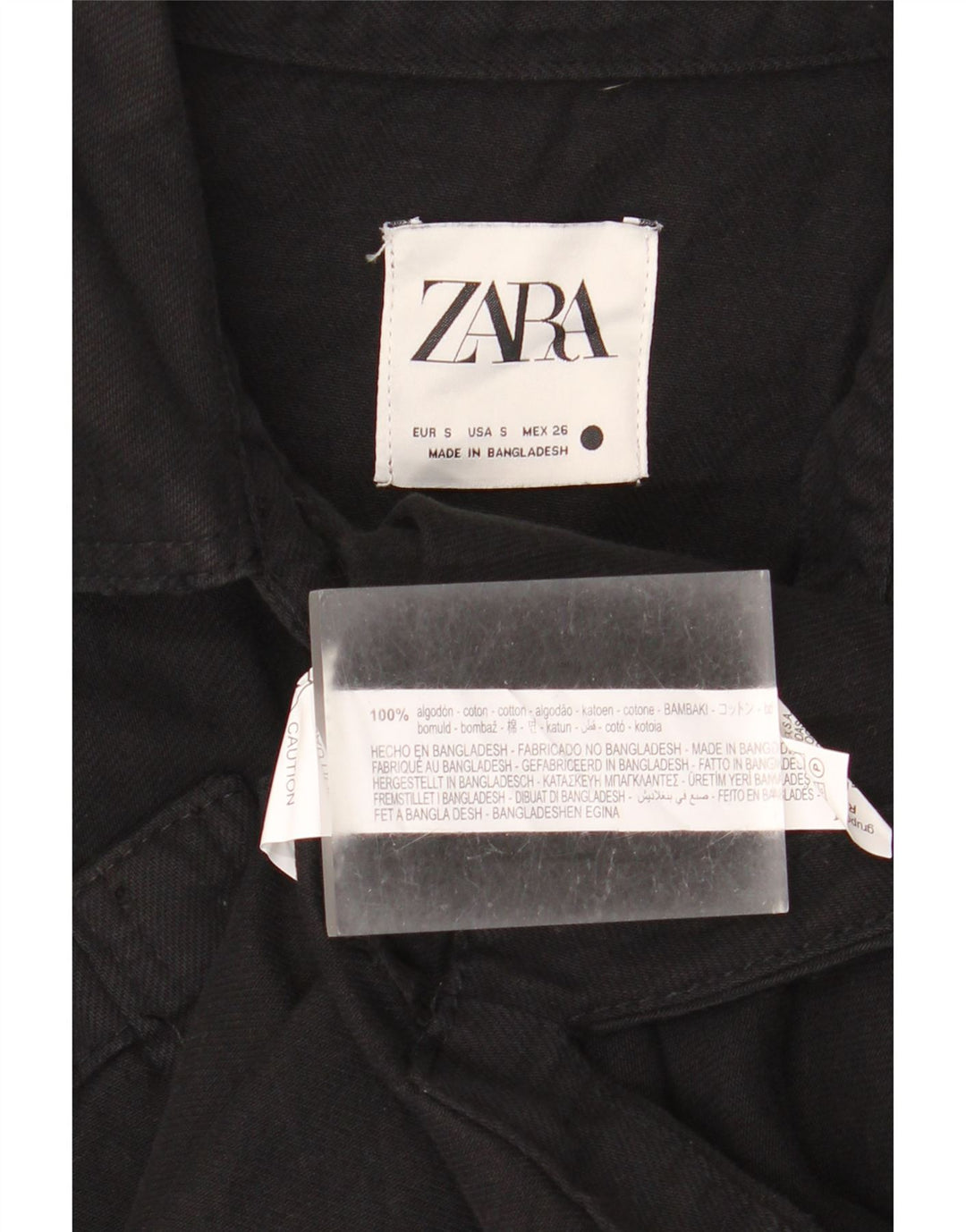 Zara Dame Oversized Denim Shirt UK 10 Small Black Bomuld