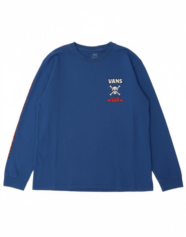 VANS Boys Straw Hat Crew Grafisk Top Langærmet 14-15 år XL Blå