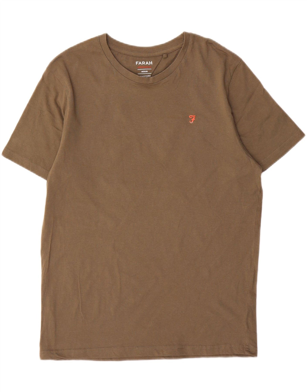 Farah Herre T-Shirt Top Medium Khaki Bomuld