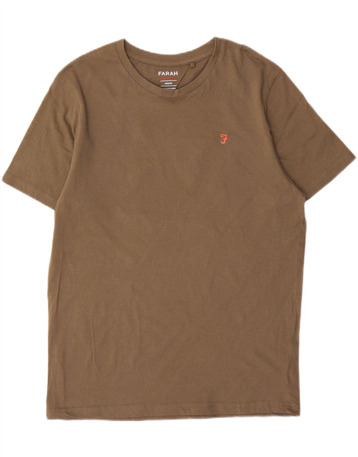 Farah Herre T-Shirt Top Medium Khaki Bomuld