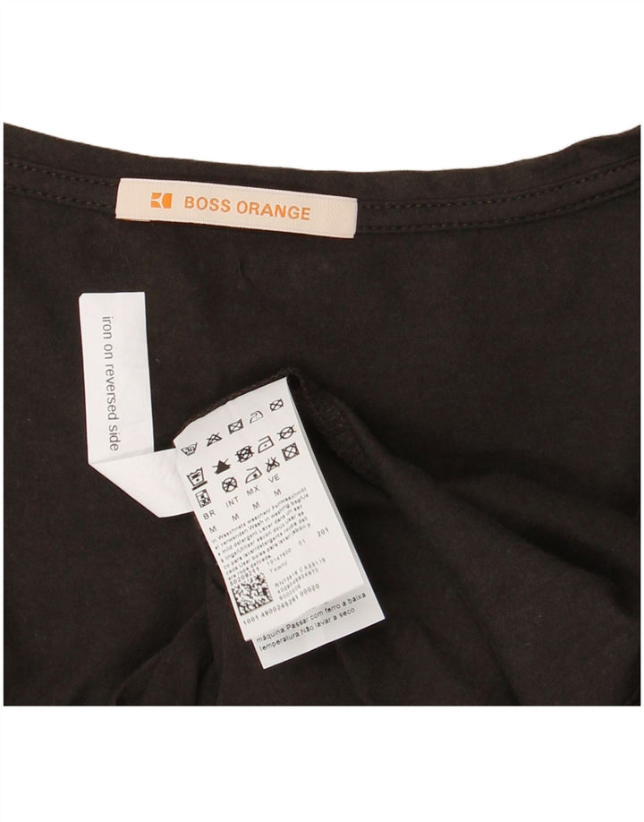 HUGO BOSS Grafisk T-shirt top til kvinder DK 12 Medium brun bomuld