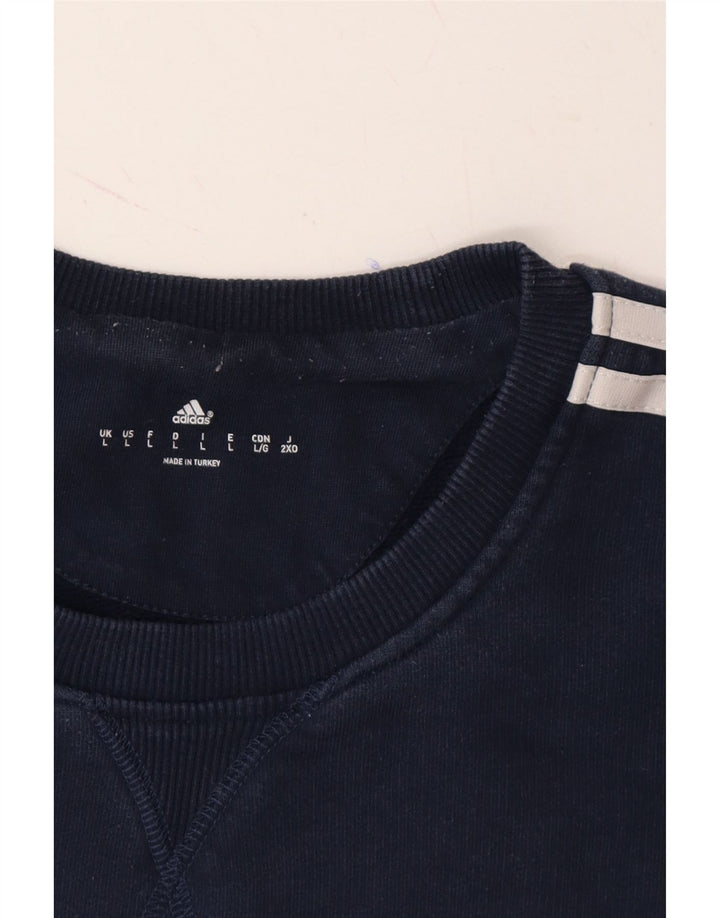 ADIDAS Womens Graphic Sweatshirt Jumper UK 16 Large Grey Colourblock Vintage Adidas and Second-Hand Adidas from Messina Hembry 