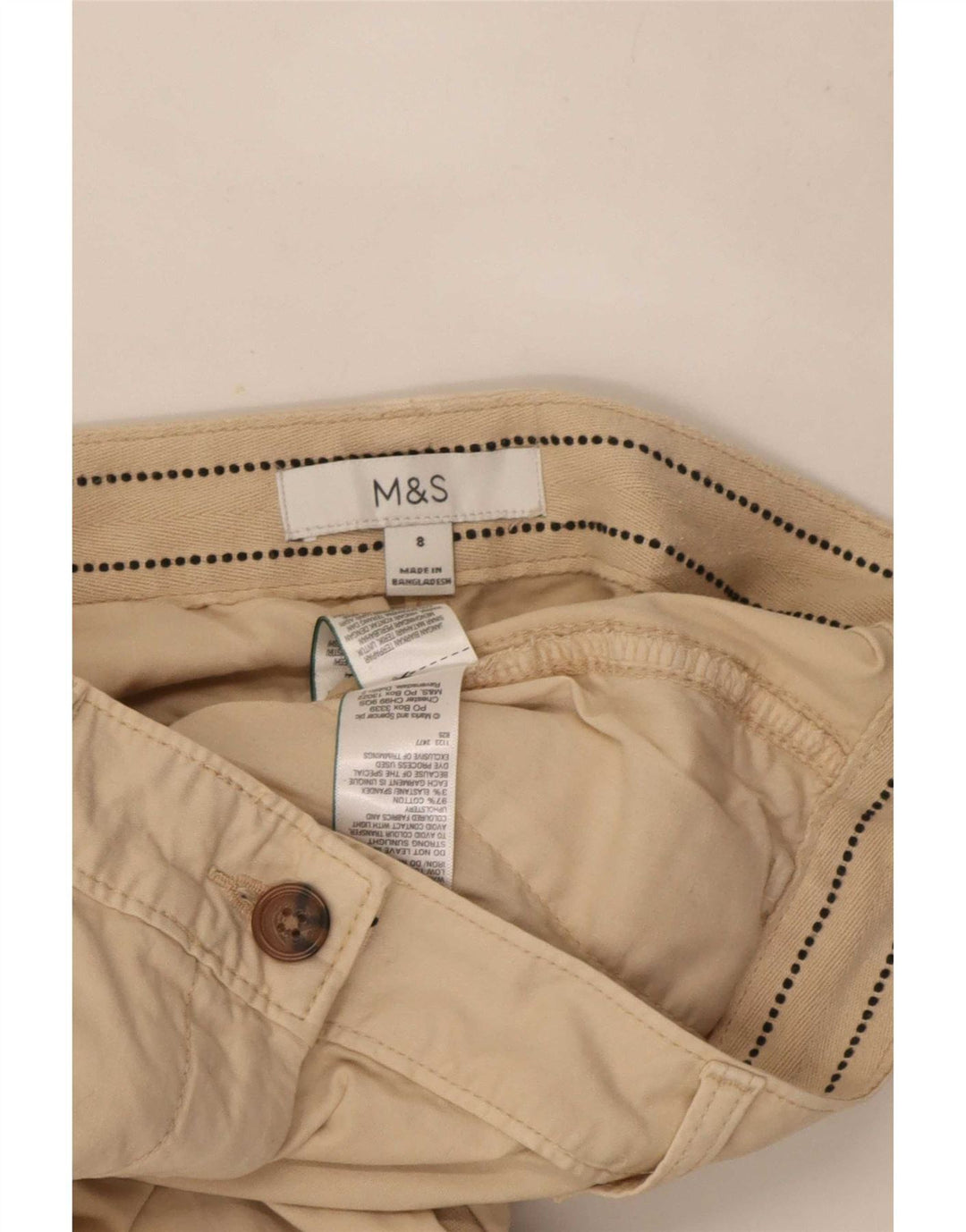 Marks & Spencer Chino Shorts til kvinder UK 8 Small W27 Beige Bomuld