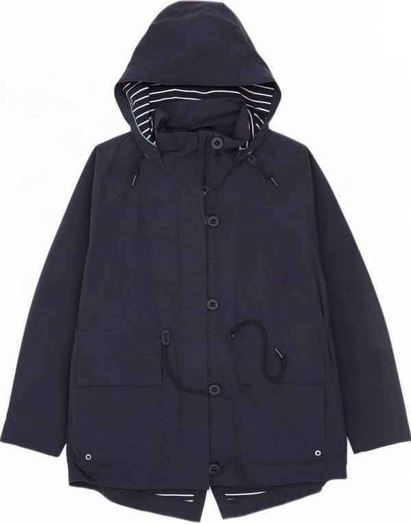 Marks & Spencer Dame Hooded Parka Jacket UK 16 Large Navy Blue Cotton