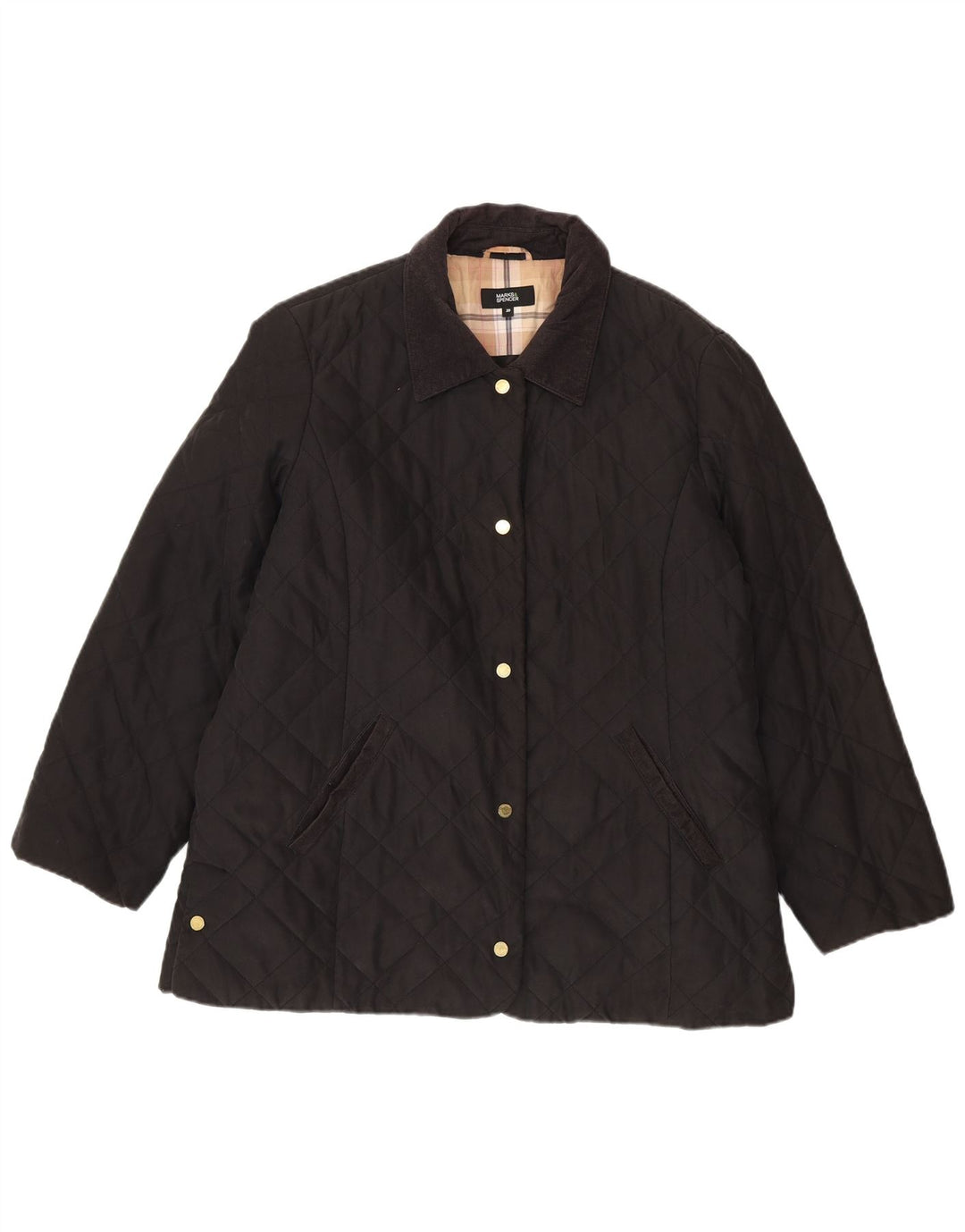 Marks & Spencer Quiltet jakke til kvinder UK 20 2XL Sort Polyester