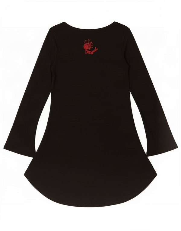 Desigual Kvinders Grafisk Langærmet A-Line Kjole UK 14 Large Black Floral