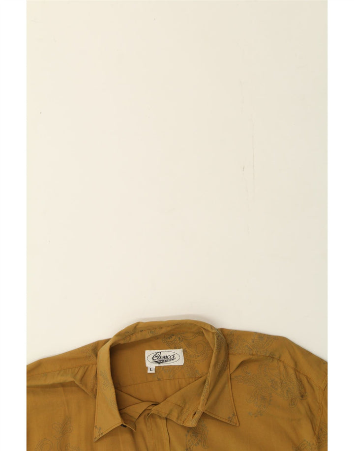 CASSUCI Mens Shirt Large Khaki Floral Viscose Vintage Cassuci and Second-Hand Cassuci from Messina Hembry 