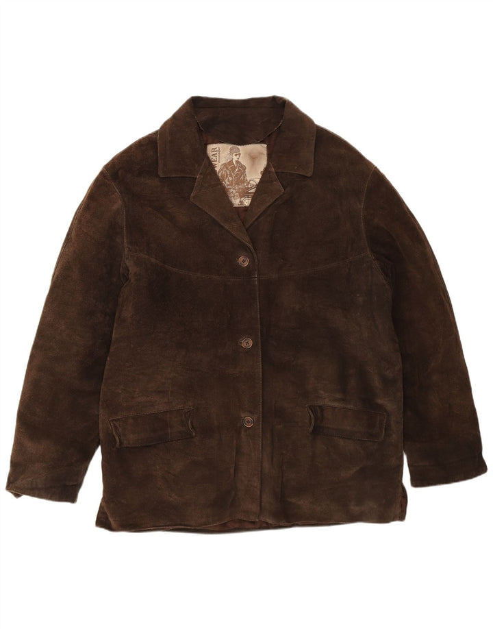 CONBIPEL Womens Natural Wear Suede Jacket IT 46 Large Brown Leather