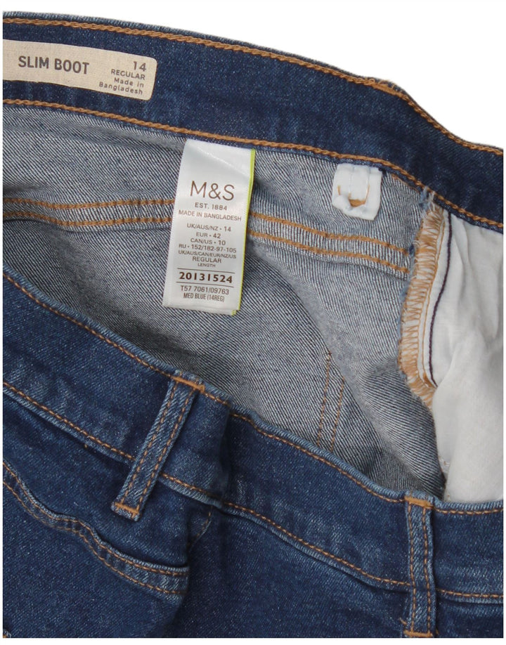 Marks & Spencer Dame Regular Slim Bootcut Jeans UK 14 Large W34 L30 Blue