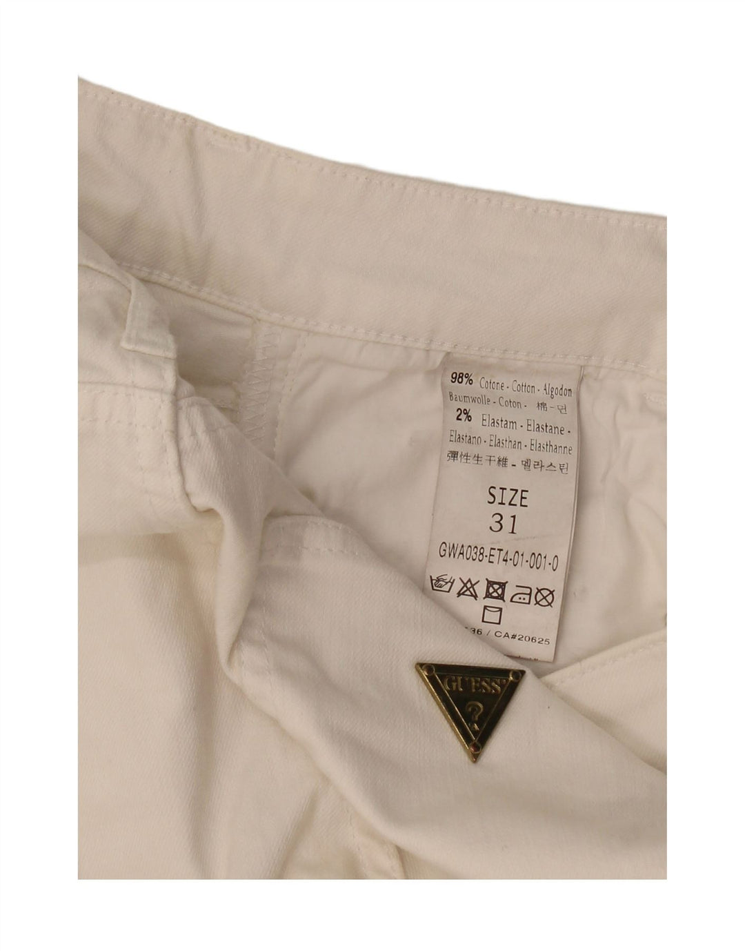 GUESS Womens Slim Cropped Trousers W31 L24 Off White Cotton