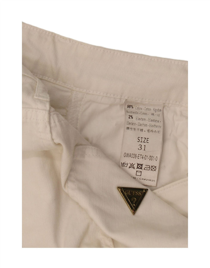 GUESS Womens Slim Cropped Trousers W31 L24 Off White Cotton