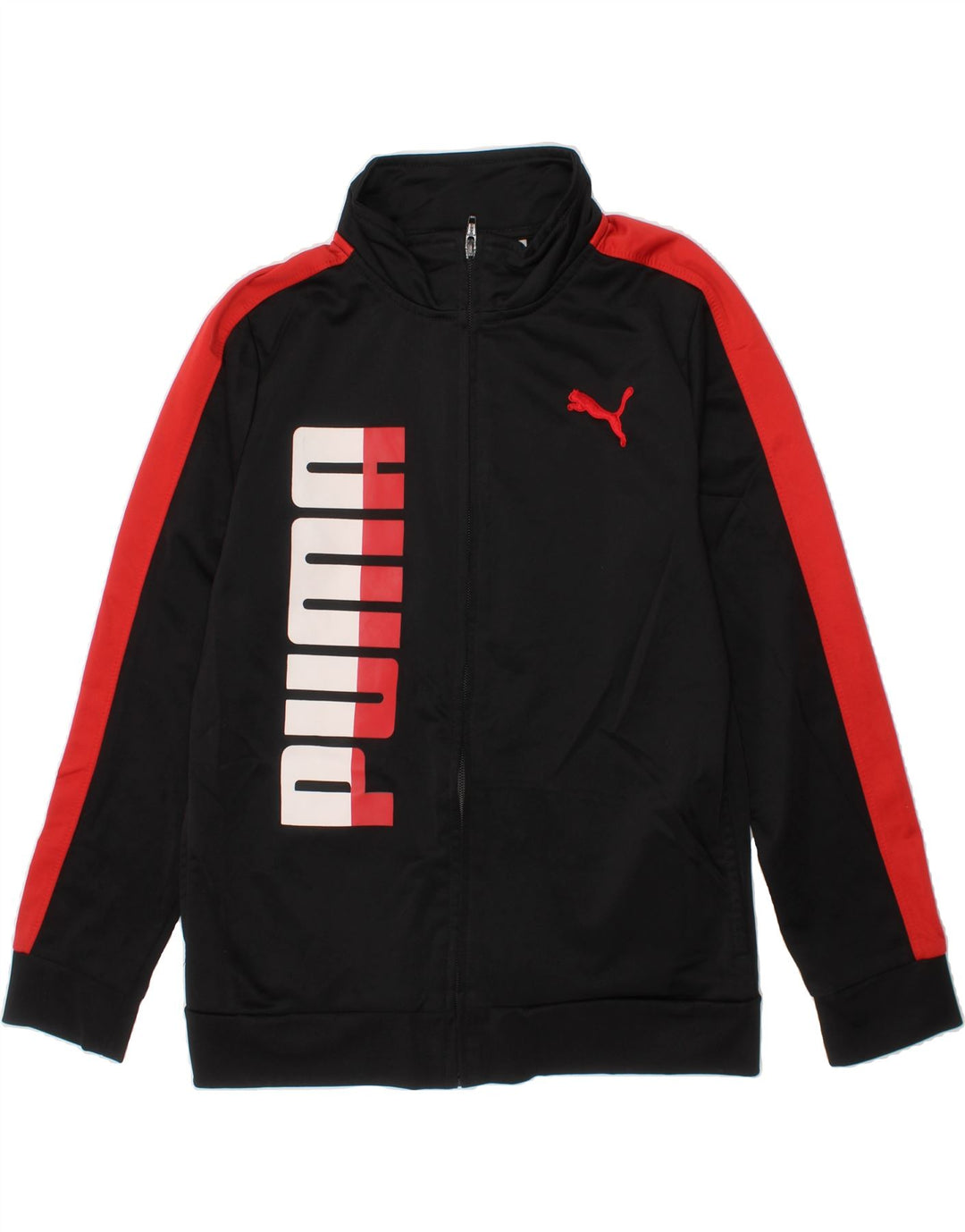 PUMA Boys Graphic Tracksuit Top Jacket 11-12 Years Black Colourblock Vintage Puma and Second-Hand Puma from Messina Hembry 