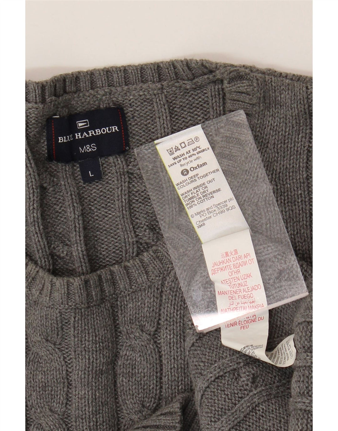 Marks & Spencer Herre Blue Harbor Crew Neck trøje Sweater Large Grå