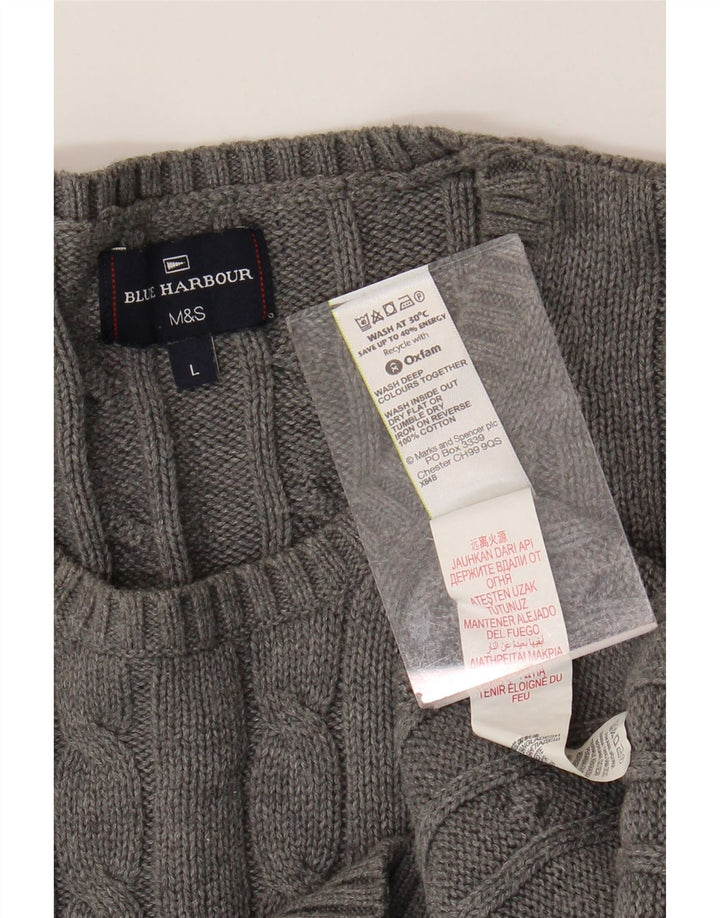 Marks & Spencer Herre Blue Harbor Crew Neck trøje Sweater Large Grå