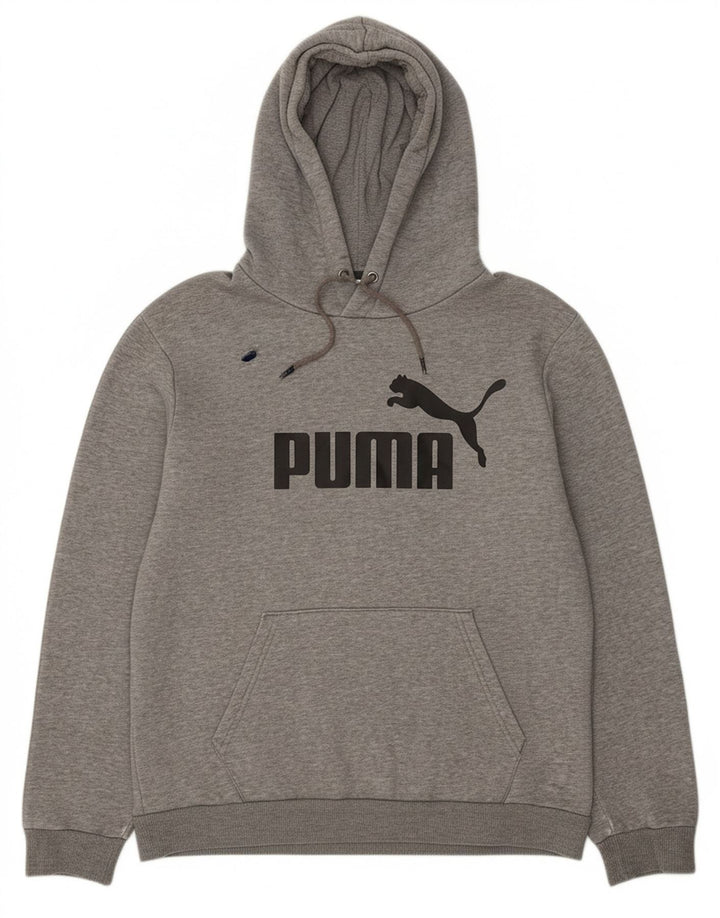 PUMA Mens Graphic Hoodie Jumper Small Grey Cotton
