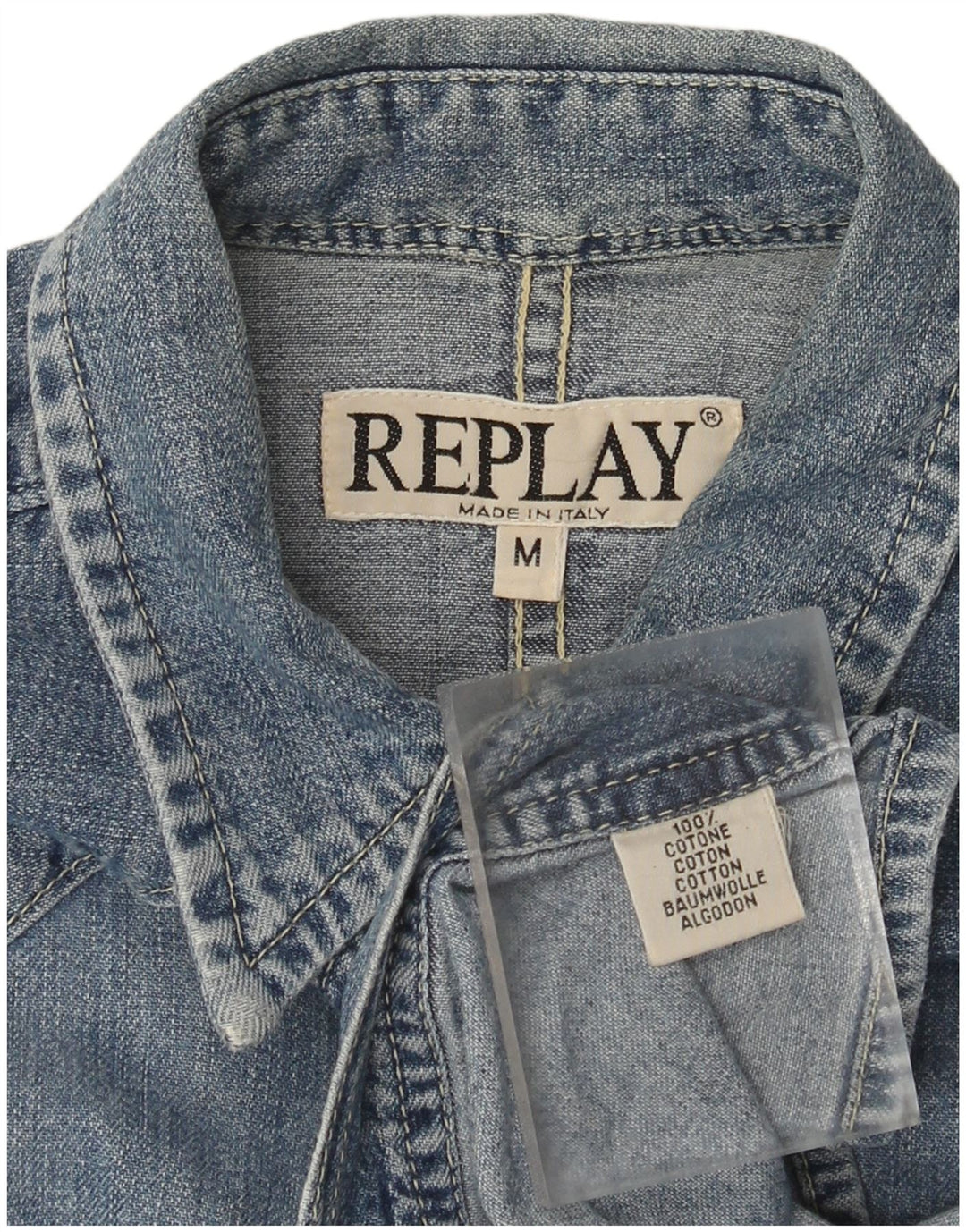 Replay Dame Denim Shirt UK 12 Medium Blue Cotton