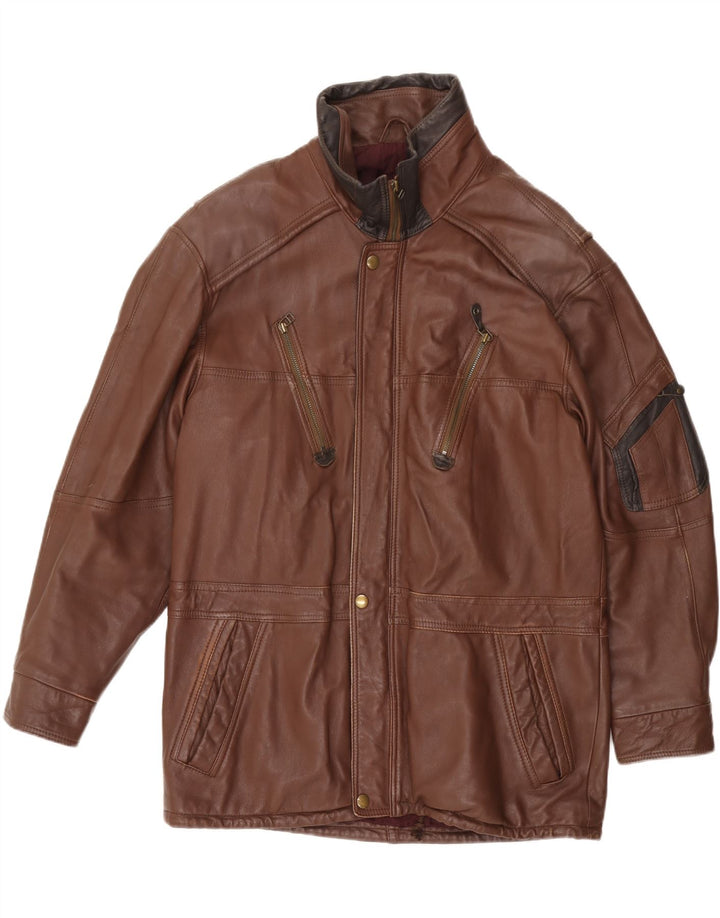 VINTAGE Læderjakke til mænd IT 50 Stor brunt læder